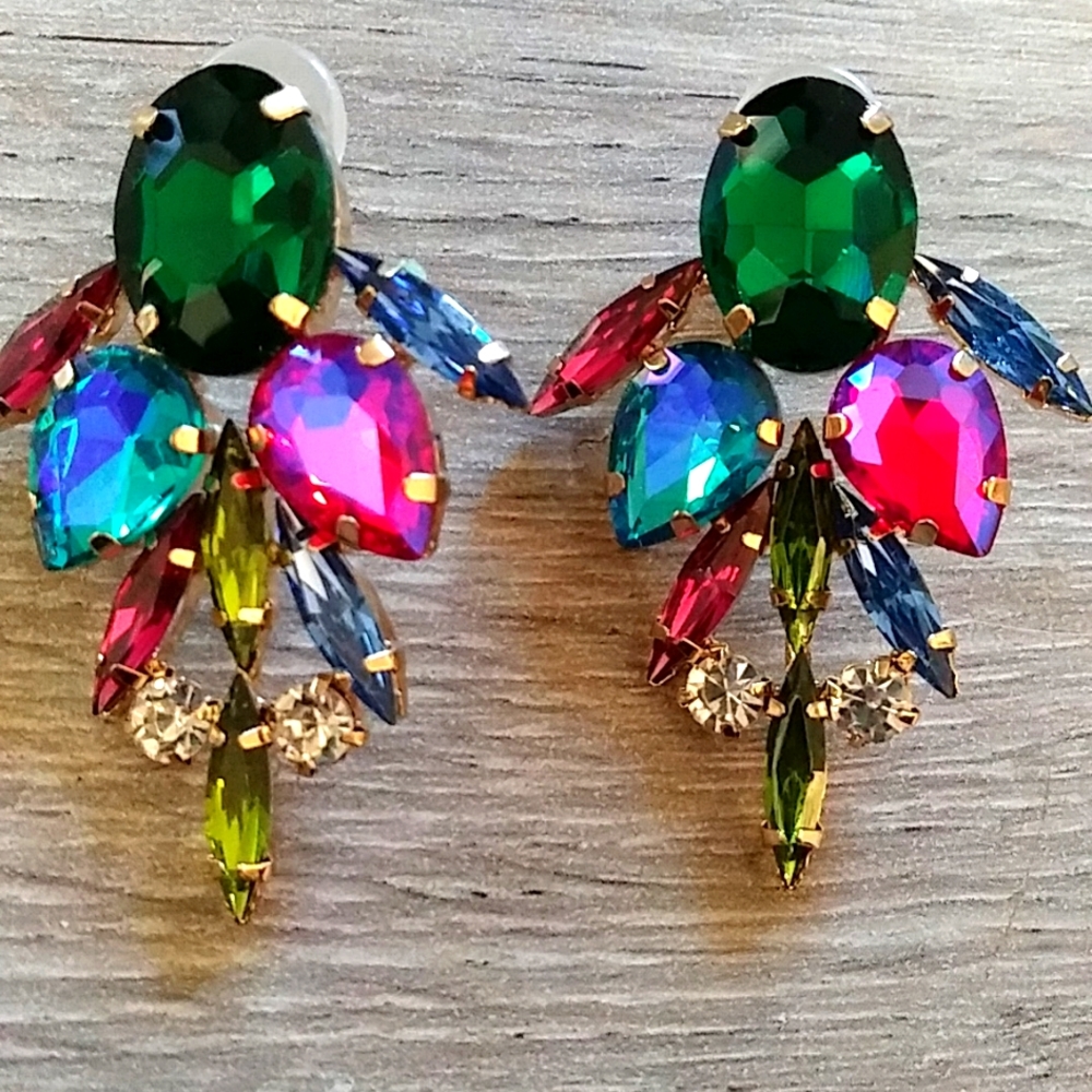 Beautiful rhinestone crystal multicolor earrings